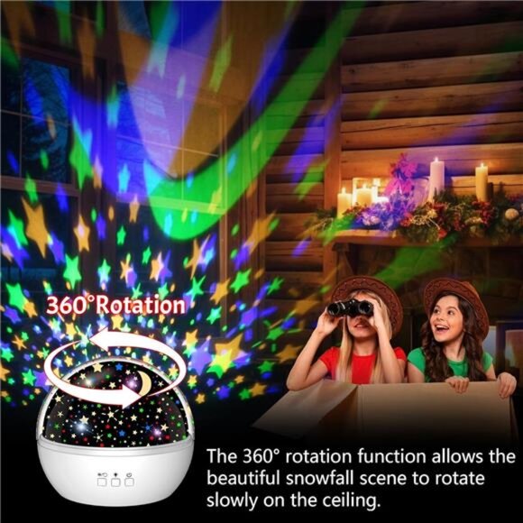 Christmas Projector Night Light Indoor, Snowflake NightLight for Room Decor - Picture 4 of 7